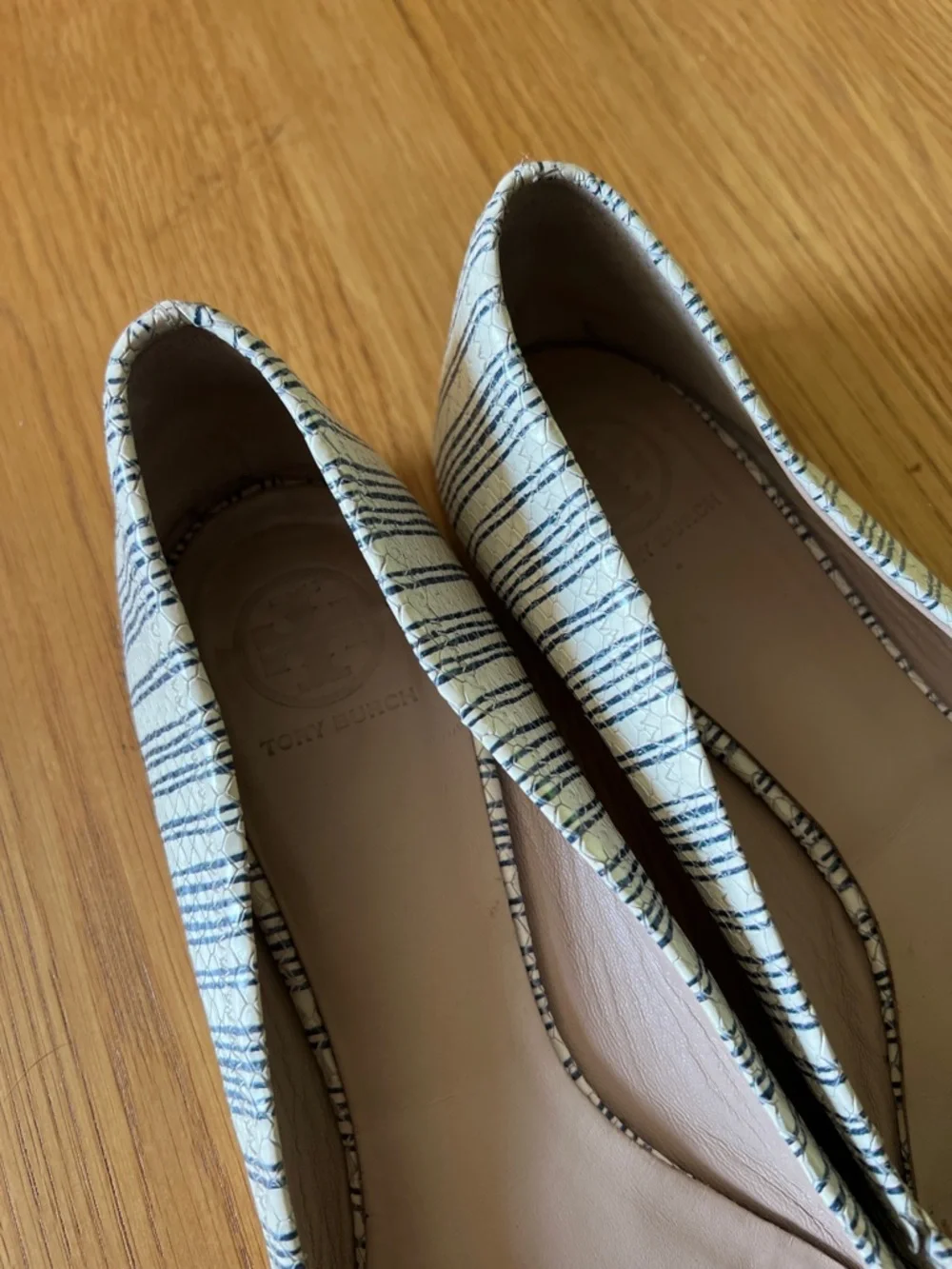 Tory Burch Striped Snake Embossed Reva Flats